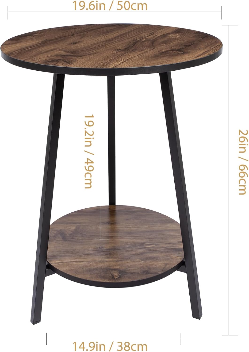 Side Table - Rustic End Couch Tables - Waterproof Metal Frame, Scratch-Resistant - Vintage Wood Color Tables for Sofa Living Room Bedroom Bedside Coffee Small Spaces