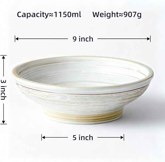 9 Inch Decorative Bowl, Embossed Textured Ceramic Centerpiece Bowl for Tabletop, Floral Fruit Display, Kitchen & Dining Serving Bowl, Farmhouse, Bohemian Home Deco