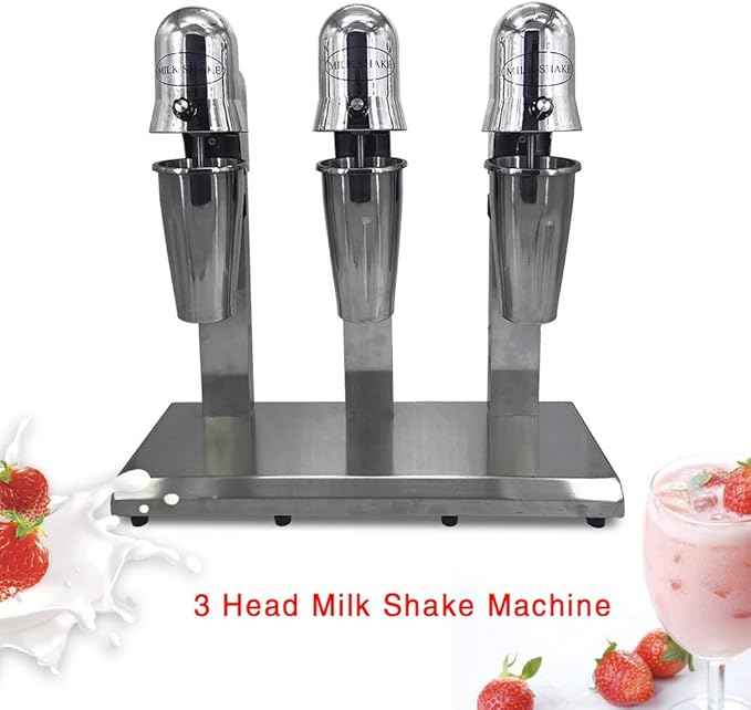Electric Milkshake Maker, Ice Cream Mixer Machines, 110V Commercial Drink Smoothie Blender for Coffee Shops, Tea Stores to Making Fruit Tea, Coffee, Stirred Drinks (3 Head 800ml)