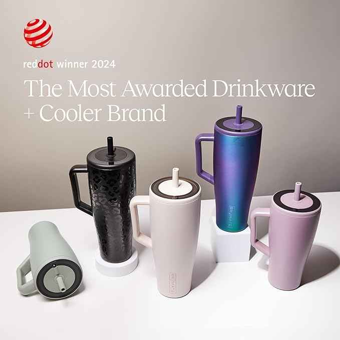 BrüMate Era 40 oz Tumbler with Handle and Straw | 100% Leakproof Insulated Water Bottle Tumbler with Lid and Flexible SoftSip Straw | Made of Stainless Steel | Cup Holder Friendly | 40oz (Glacier)
