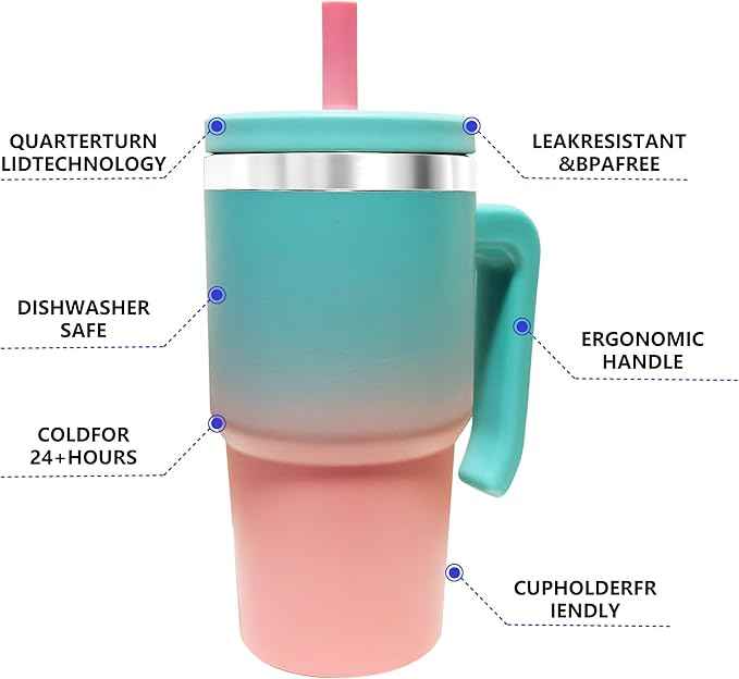 2PCS 20-OZ Insulated Water Bottle,Insulated Stainless Steel Tumbler,Reusable Cold Drink Thermos,BPA-Free, Double-Wall Stainless Steel Water Bottle (Pink Blue Gradients, 20, Fluid Ounces)