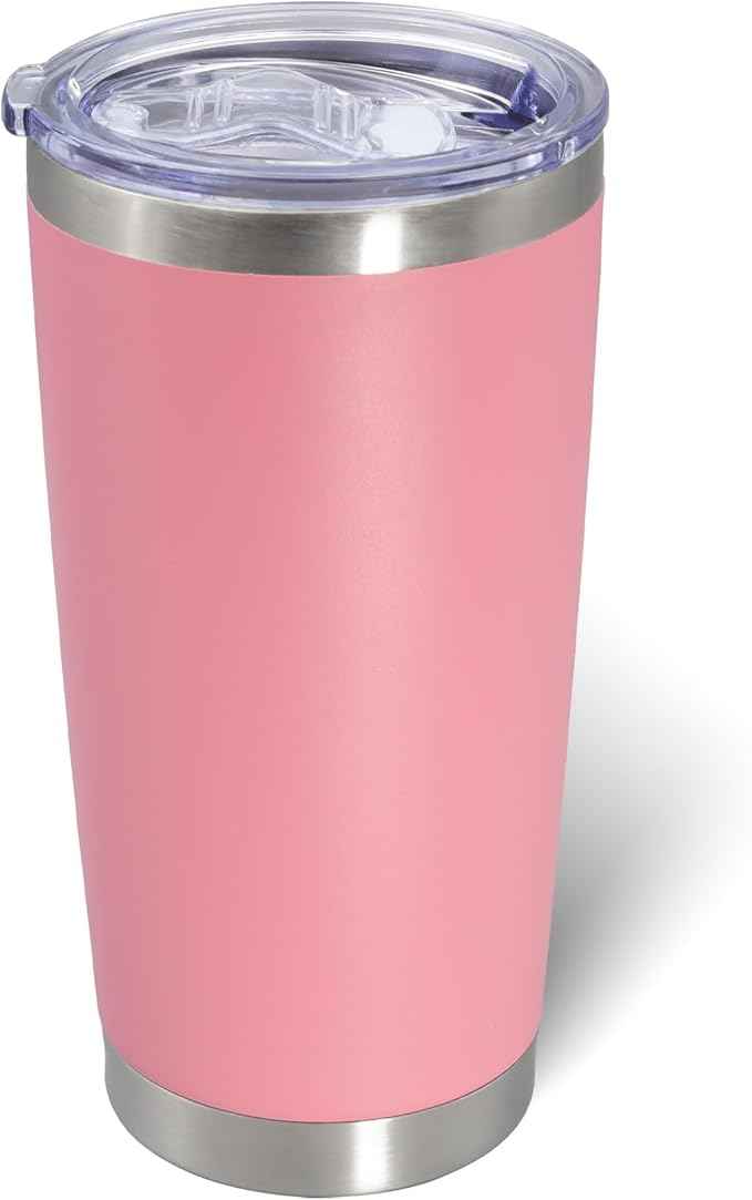 AIANJI 20oz Tumbler Bulk Stainless Steel Tumblers with Lid Vacuum Insulated Double Wall Travel Coffee Mug Powder Coated Tumbler Cup for Hot and Cold Drinks(Pink, 1 pack)
