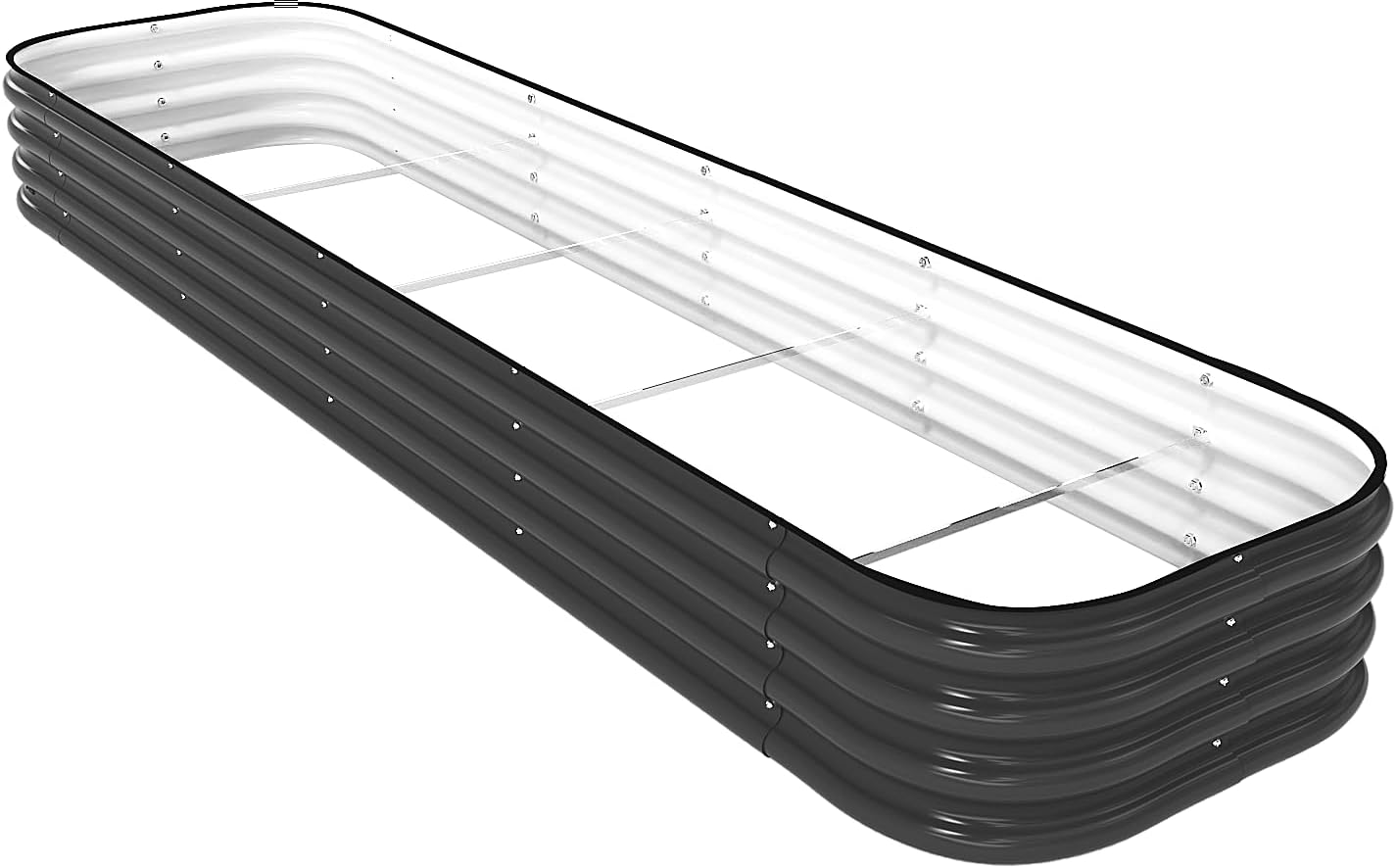 DaisyVibe Raised Garden Bed Kit, Planter Raised Garden Boxes Outdoor, Oval Large Metal Raised Garden Beds for Vegetables Flowers (Grey, 8ftx2ftx1ft)