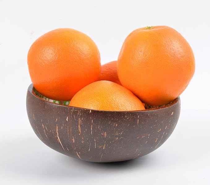ChezMax Natural Coconut Bowl Mother of Pearl Inlaid Shell Bowls Key Bowl for Entryway Table Candy Container Nuts Holder Fruits & Dry Snack Storage Bowl Round Handcrafted Bowl for Decoration