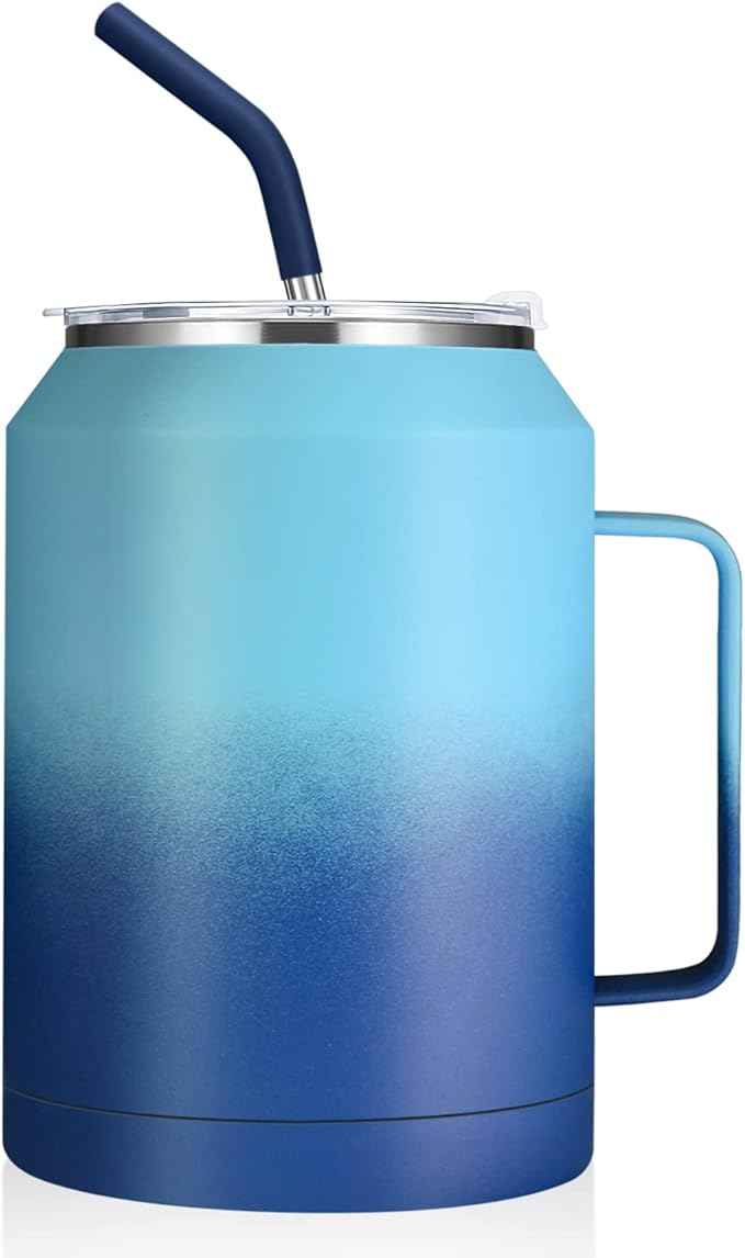 Zenbo 50 oz Mug Tumbler – Stainless Steel Vacuum Insulated Mug with Handle,Lid and Straw,Keeps Drinks Cold up to 36 Hours – Sweat-Proof Body, Dishwasher Safe