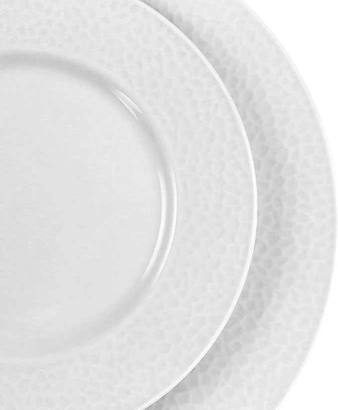Elama White Porcelain Dish Dinnerware Set, 16 Piece, Jasmine (Elama Glossy)