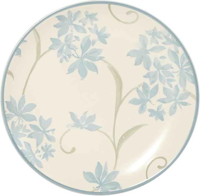 Gibson Home Admiral Hall 12-Piece Matte Stoneware Dinnerware Set – Dinner Plates, Salad Plates & Bowls with Blue Floral Pattern, Durable Everyday Dish Set, Microwave & Dishwasher Safe
