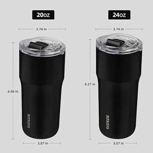 BJPKPK Insulated Tumbler,20oz Stainless Steel Tumbler with lid,Double Wall Travel Coffee Mug Thermal Cup,Keep Drinks Cold and Hot,Black