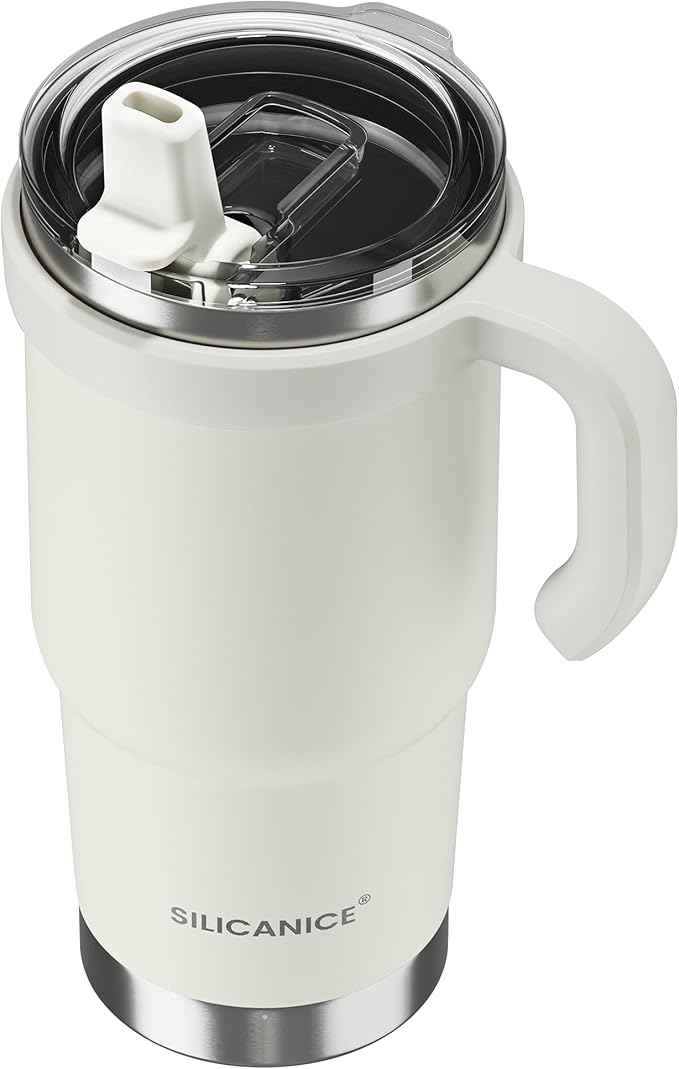 For Iced Coffee & Smoothies – Never Drink from a Moldy Lid Again: 24oz Hygienic Tumbler, 100% Leakproof Lid & Removable Foldable Spout. Reinforced Base, Fits Cup Holders-Cream