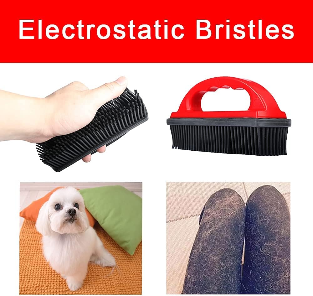 Rubber Pet Hair Removal Brush Lint & Hair Removal Cat Dog Hair Remover Brush Pet Hair Removal Tool Silicone Lint and Debris Remover for Cleaning, Grooming, Lint and Fur Removal, Home,Red
