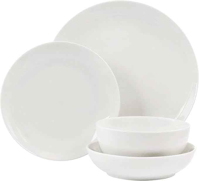 Elama Camellia 16 Piece Porcelain Double Bowl Dinnerware Set