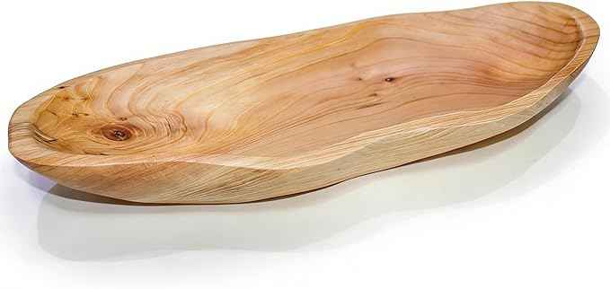 BTEOBFY 15-Inch Wavy Wooden Fruit Bowl - Handcrafted Solid Wood Decorative Basket for Kitchen Countertop - Large Rustic Dough Bowl Centerpiece, Natural Driftwood Decor for Bread & Snacks