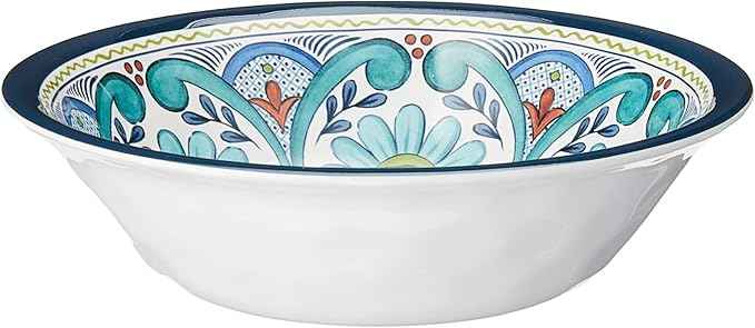 Talavera Melamine 12-Piece Dinnerware Set – Multicolored Plates and Bowls for 4, Spanish Tile-Inspired, Durable, Lightweight, Shatterproof, Dishwasher Safe, Indoor Outdoor Tableware