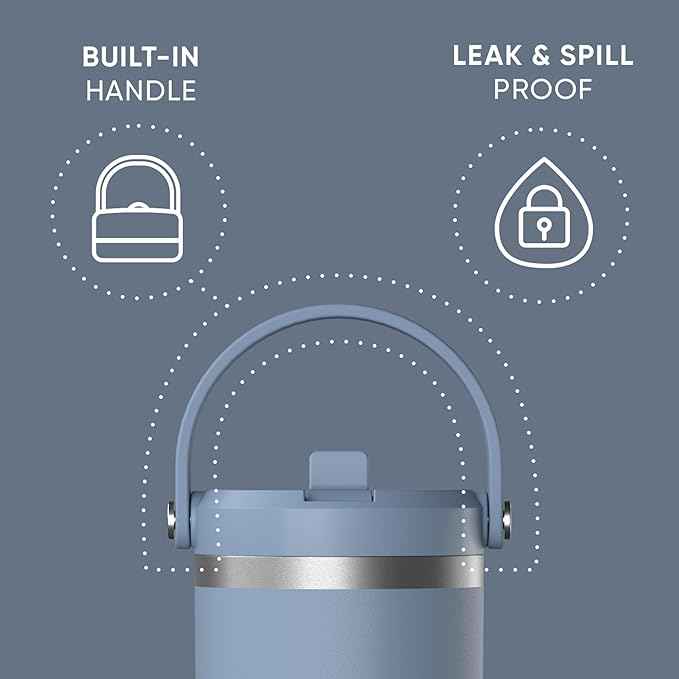 Hydrapeak Nomad 32 oz Tumbler with Handle and Straw Lid, Leakproof, Double Insulated, 32oz Cup Stainless Steel (Modern Blue)