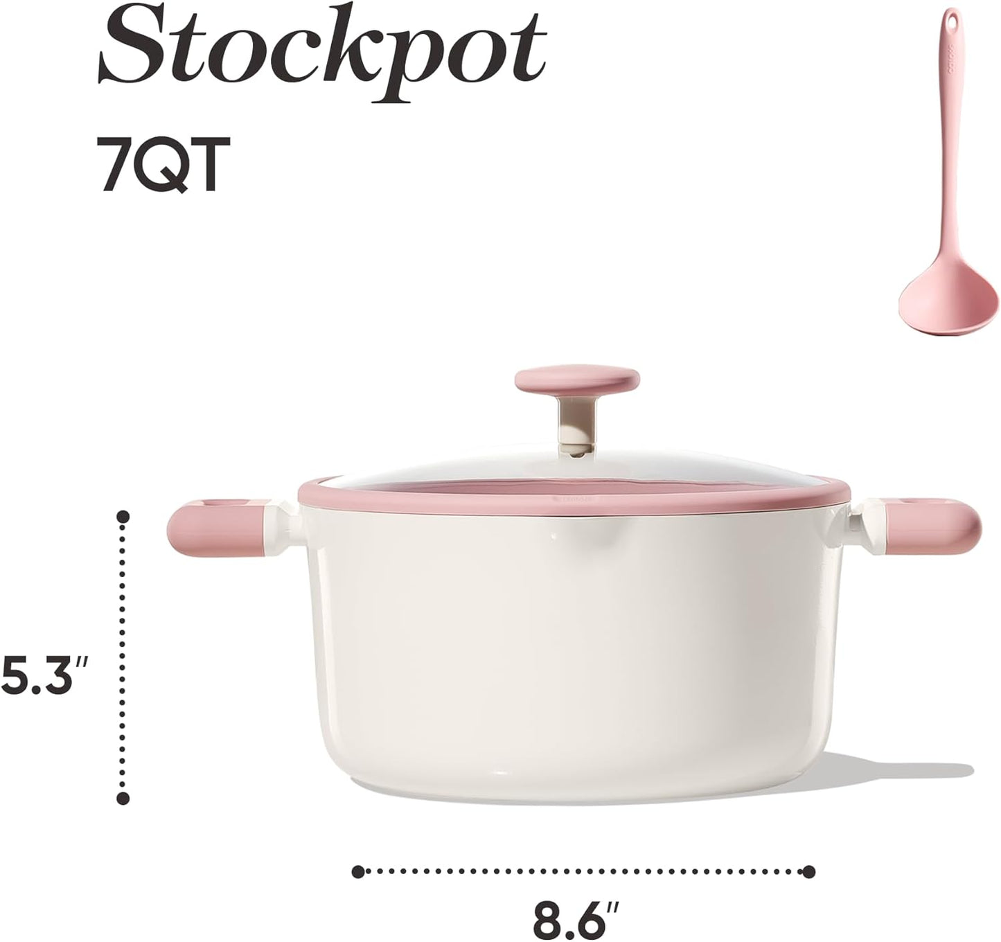 CAROTE 7QT Nonstick Stock Pot with Lid, Ceramic Casserole with Ladle, Non-toxic Kitchen Soup Pot, Big Cooking Pots PFAS and PFOA Free