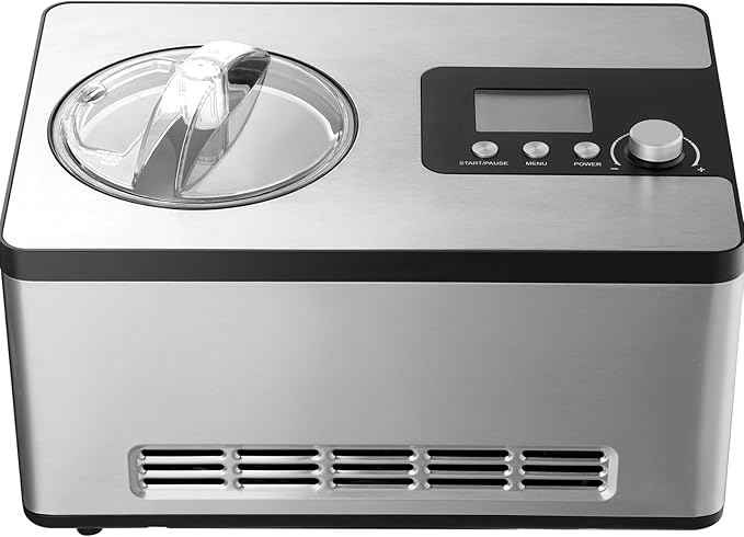 Automatic Ice Cream Maker with Built-in Compressor, 2 Quart Capacity, No Pre-freezing required - Stainless Steel Electric Sorbet Machine, 3 Modes Gelato Maker with LCD Display & Timer - Silver Finish