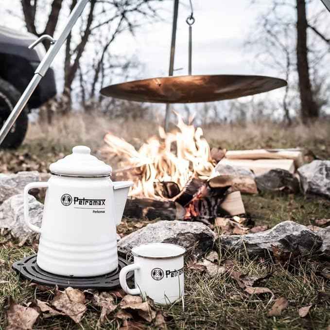 Petromax Tea and Coffee Percolator, Use Indoor/Outdoors for Home Kitchen or Campfire, Enameled Steel Coffee and Tea Pot Brews to Your Taste, 5-6 Cup Capacity