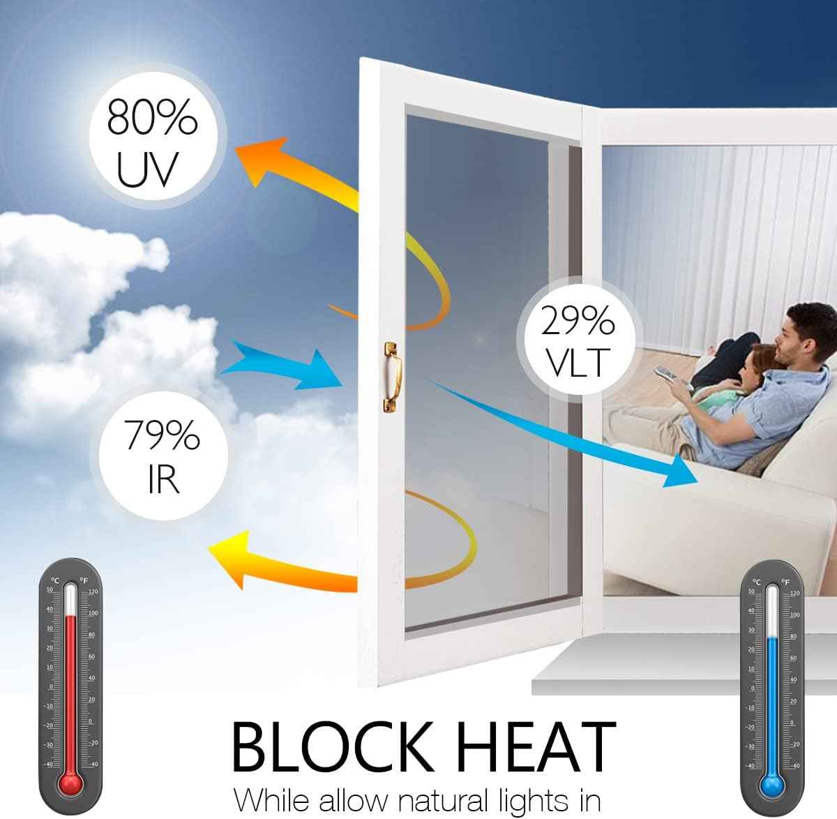 STATINT Privacy Window Film One Way Mirror Glass Tint Heat Control Sun UV Blocking Sliding Door Tinting Reflective Static Cling for Home, Silver, 17.5 Inch X 6.5 Feet