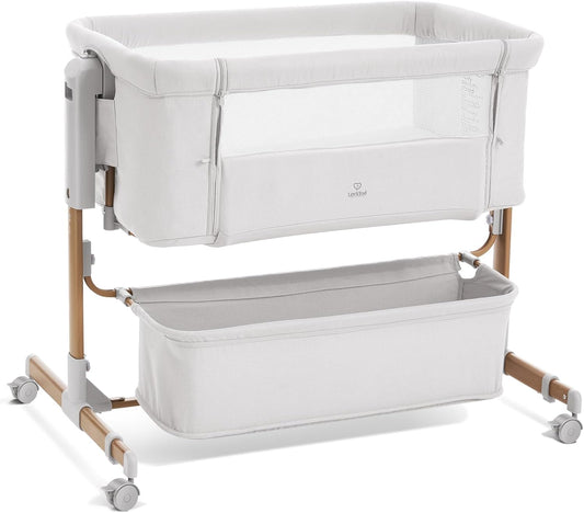 3 in 1 Baby Bassinet, Rocking Bassinet, Bedside Bassinet, 6-Height Adjustable, Bassinet Bedside Sleeper, Bedside Bassient for Baby with Comfy Mattress, Breathable Mesh, Large Storage Basket