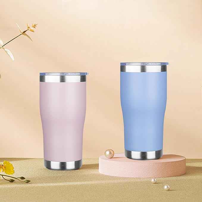 MEZMUT 1 Pack 20oz Insulated Coffee Tumbler with Lid and Straw Double Wall Vacuum Insulated Cup Stainless Steel Travel Mugs Leakproof Powder Coated Tumbler for Indoor Outdoor(Lavender)