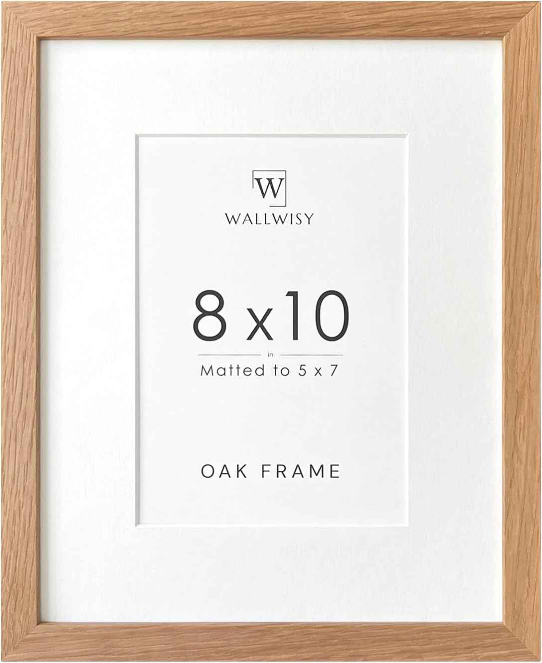 8x10 Picture Frame, Solid Oak Wood 8x10 Photo Frame with Mat to 5x7, 10x8 Picture Frames for Wall and Tabletop Display, Natural Oak 8 x 10 Frame, Set of 1