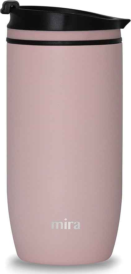 MIRA 16 oz Travel Coffee Mug - Insulated Stainless Steel Tumbler with Screw Lid - Taffy Pink
