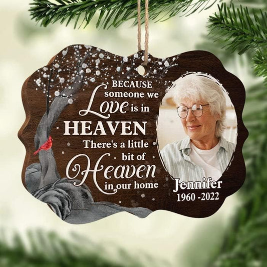 Pawfect House Custom Photo Wood Ornament, Personalized Christmas Memorial Sympathy Gifts for Loss of Dad, Mom, A Little Bit of Heaven in Our Home, Bereavement Gifts for Loss of Loved One