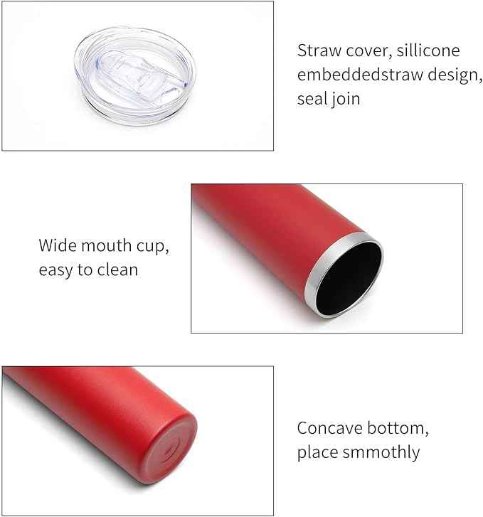 HASLE OUTFITTERS 20 oz Skinny Tumblers Bulk Set, Stainless Steel Insulated Slim Tumblers with Lids, Reusable Double Wall Travel Coffee Mugs, Durable Powder Coated Travel Water Cups(Red, 12)