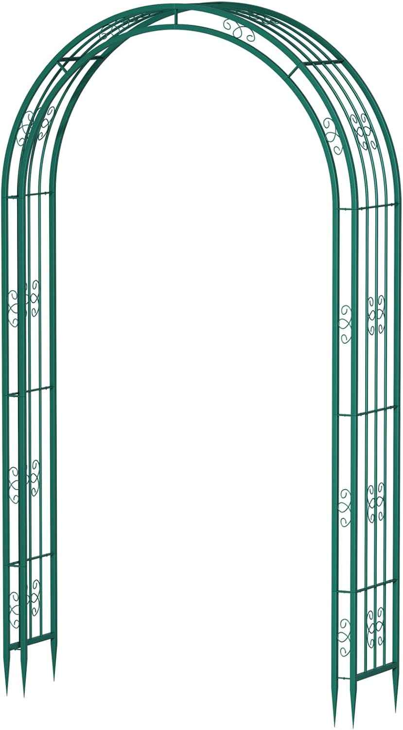 Arbuxzuy 102in Steel Garden Arch Arbor Trellis for Climbing Plants Outdoor,Yard,Wide Sturdy Durable Garden Arch for Lawn,8.5ft Climbing Plants Decorative Wire Lattice,Outdoor Wedding Arch(Green)