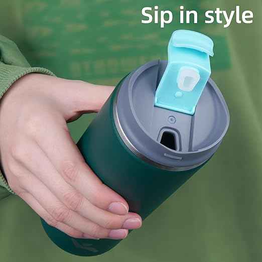 Konokyo Tumbler with Lid, 12 oz Travel Coffee Mug Double Wall Vacuum Stainless Steel Thermal Metal Cup Insulated Water Bottle,Dark Green