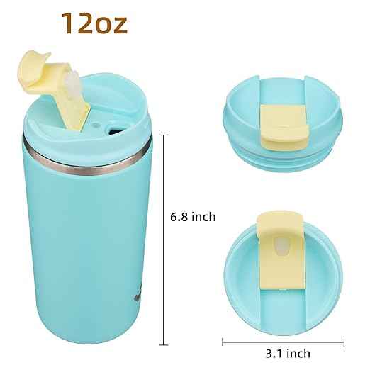 Konokyo Tumbler with Lid, 12 oz Travel Coffee Mug Double Wall Vacuum Stainless Steel Thermal Metal Cup Insulated Water Bottle,Ice Blue