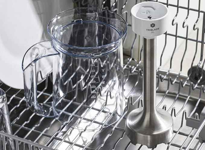Kenwood Triblade XL+ Hand Blender Removable Steel Bar Equipped with Whisk, Chopper and Measuring Cup with 0.75 L Handle, Power 1000 Watt, Grey