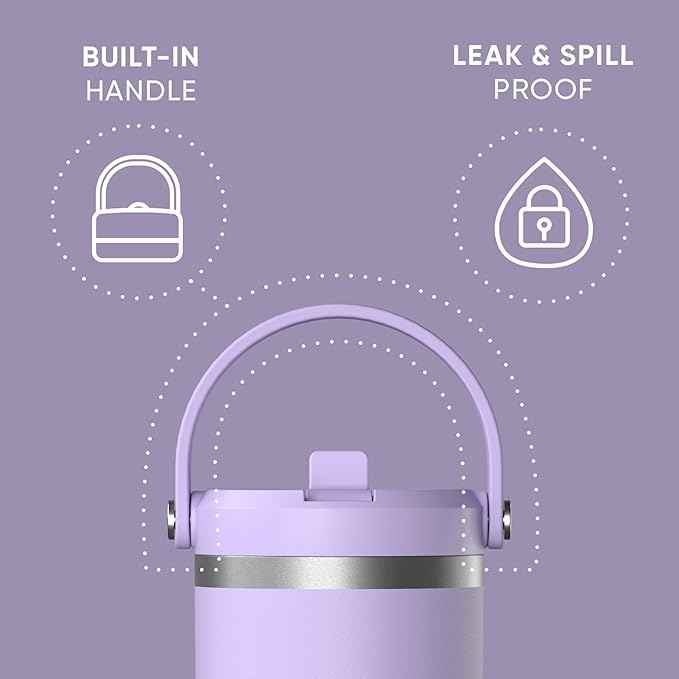 Hydrapeak Nomad 32 oz Tumbler with Handle and Straw Lid, Leakproof, Double Insulated, 32oz Cup Stainless Steel (Lavender) | with Handle, and Straw Lid, Leakproof, Double Insulated, 32oz Cup
