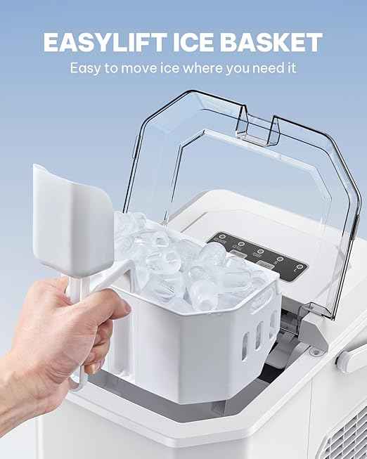 Silonn Ice Maker Countertop,Self-Cleaning Ice Makers with Basket and Scoop,9 Cubes in 6 Mins, 26 lbs per Day, Ideal for Home,Kitchen,Camping,RV,White