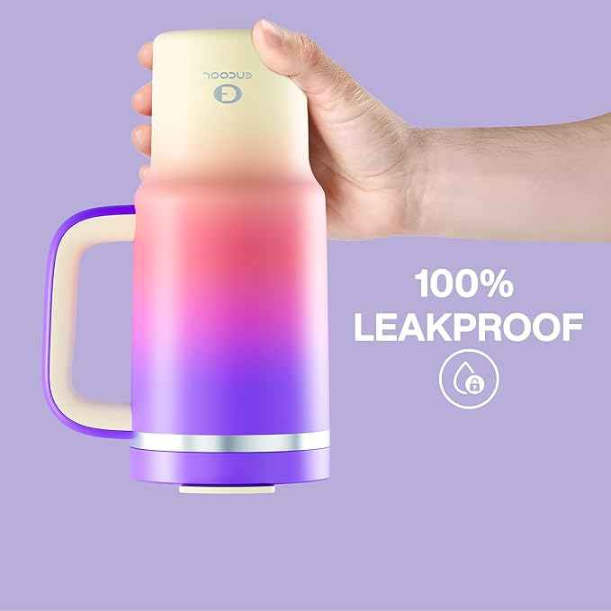 32 oz Tumbler with Handle and Straw: Stainless Steel Insulated Tumbler Keeps Cold for 24 Hours, Leakproof Travel Cup Fits in Cup Holder and BPA-Free, Peach Dream
