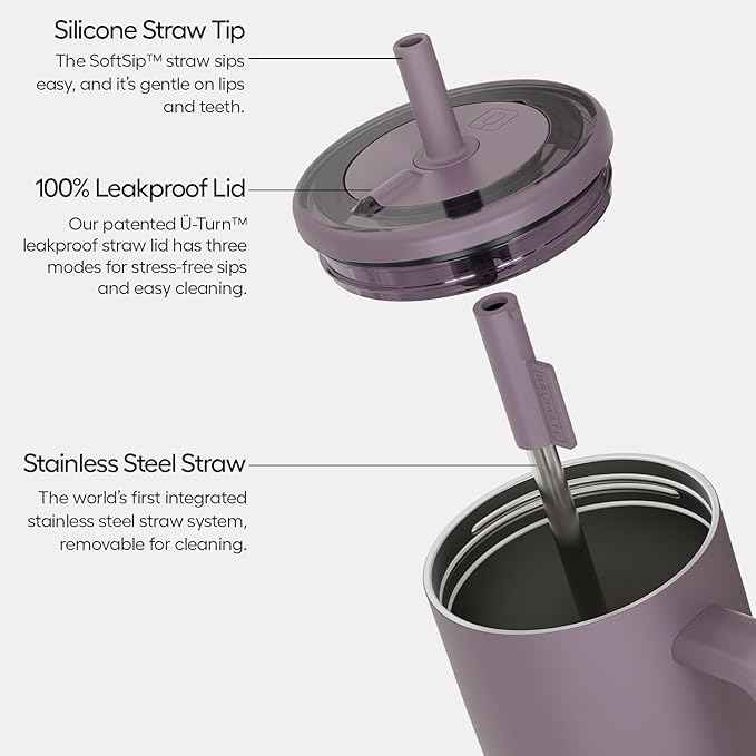 BrüMate Era 40 oz Tumbler with Handle and Straw | 100% Leakproof Insulated Water Bottle Tumbler with Lid and Flexible SoftSip Straw | Made of Stainless Steel | Cup Holder Friendly | 40oz (Lilac Dusk)