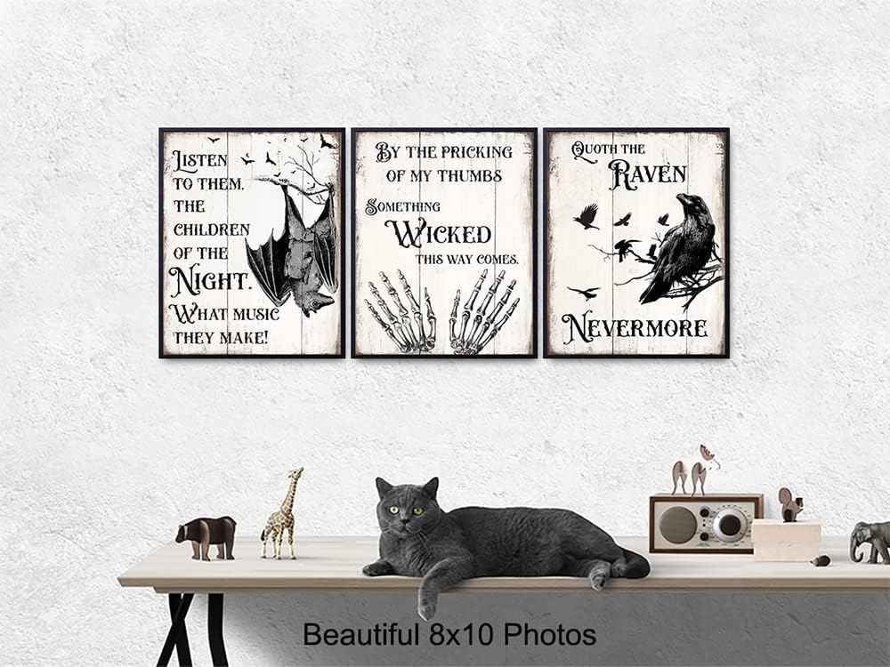 Gothic Edgar Allan Poe Decor - The Raven Wall Art - Dracula, Wicca, Vampire Bat, Witch, Witchcraft, Black Magic Supplies - Classroom Decor - Wiccan Pagan Gift - Creepy Spooky Medieval Goth Poster
