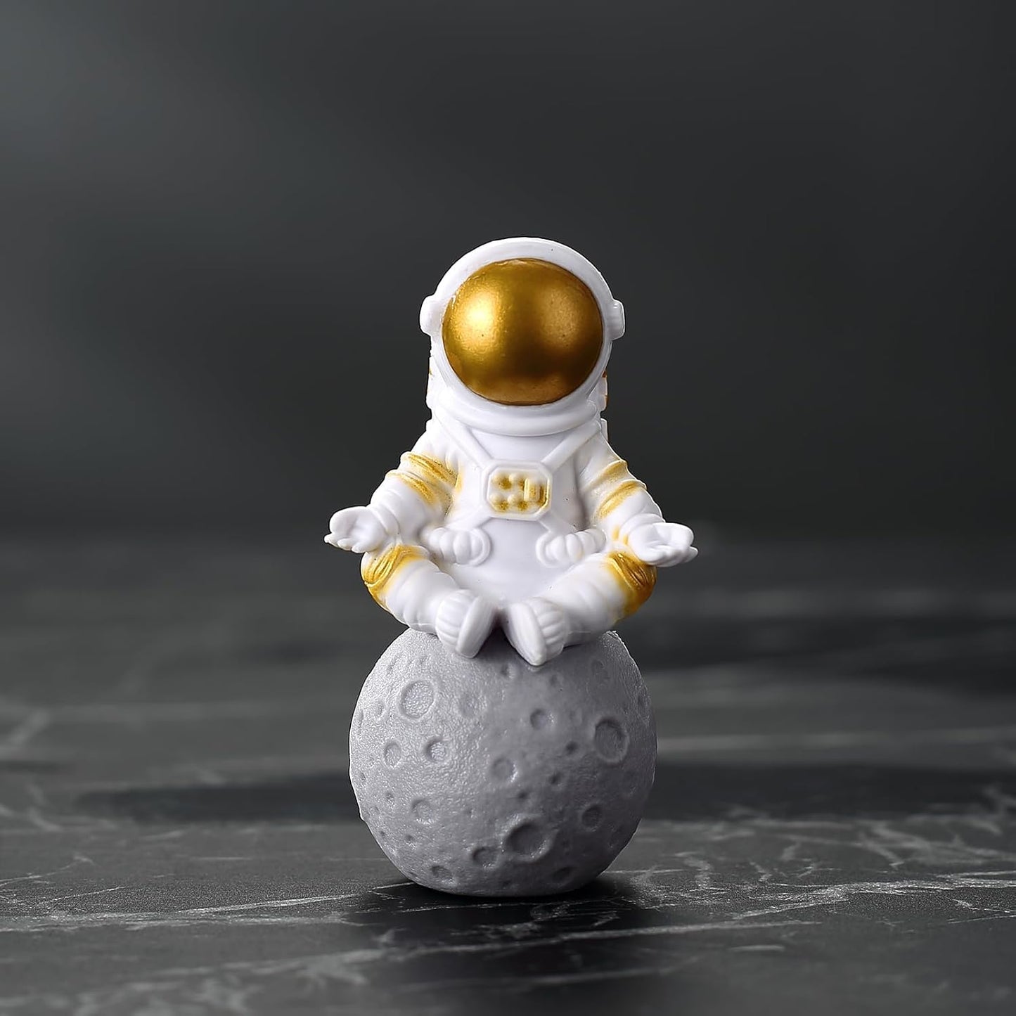 4 Pcs Gold White Astronaut Statues Set of 4, Spaceman Sculpture Figurines Outer Space Theme Decor for Nursery Room Topper (4, Golden)