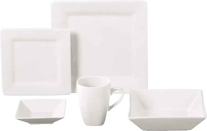 10 Strawberry Street Nova Square 40 pc Dinnerware Set, Cream White