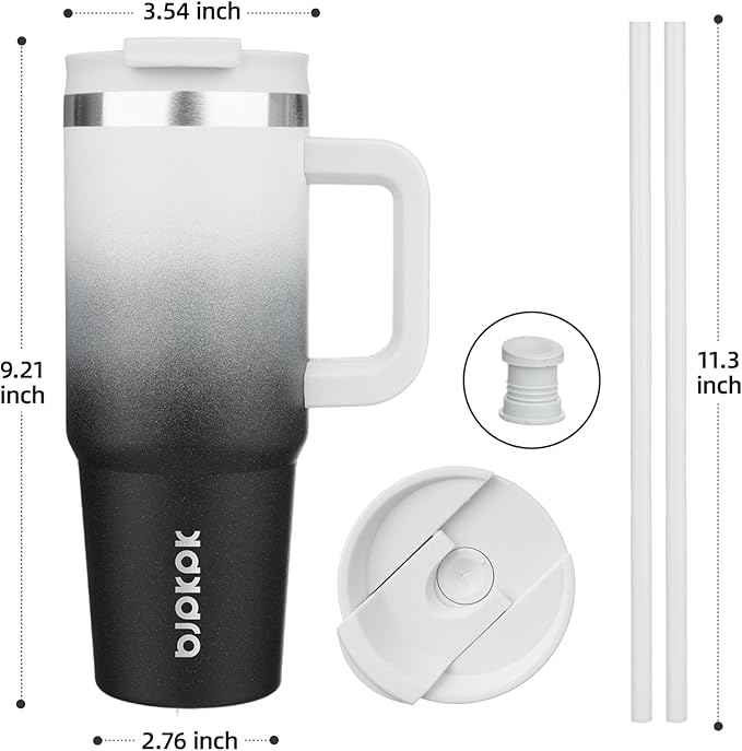 BJPKPK 30 oz Insulated Tumbler With Lid And Straw Stainless Steel Tumblers Cup With Handle For Women And Men,Day And Night