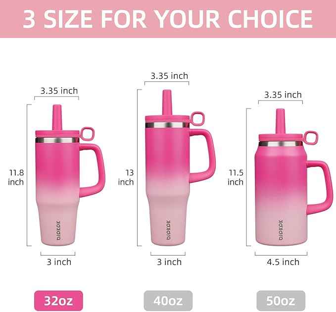 BJPKPK 32oz Stainless Steel Insulated Tumbler with Handle and Straw Travel Coffee Mug Thermal Cups with Lid,Cherry Blossom