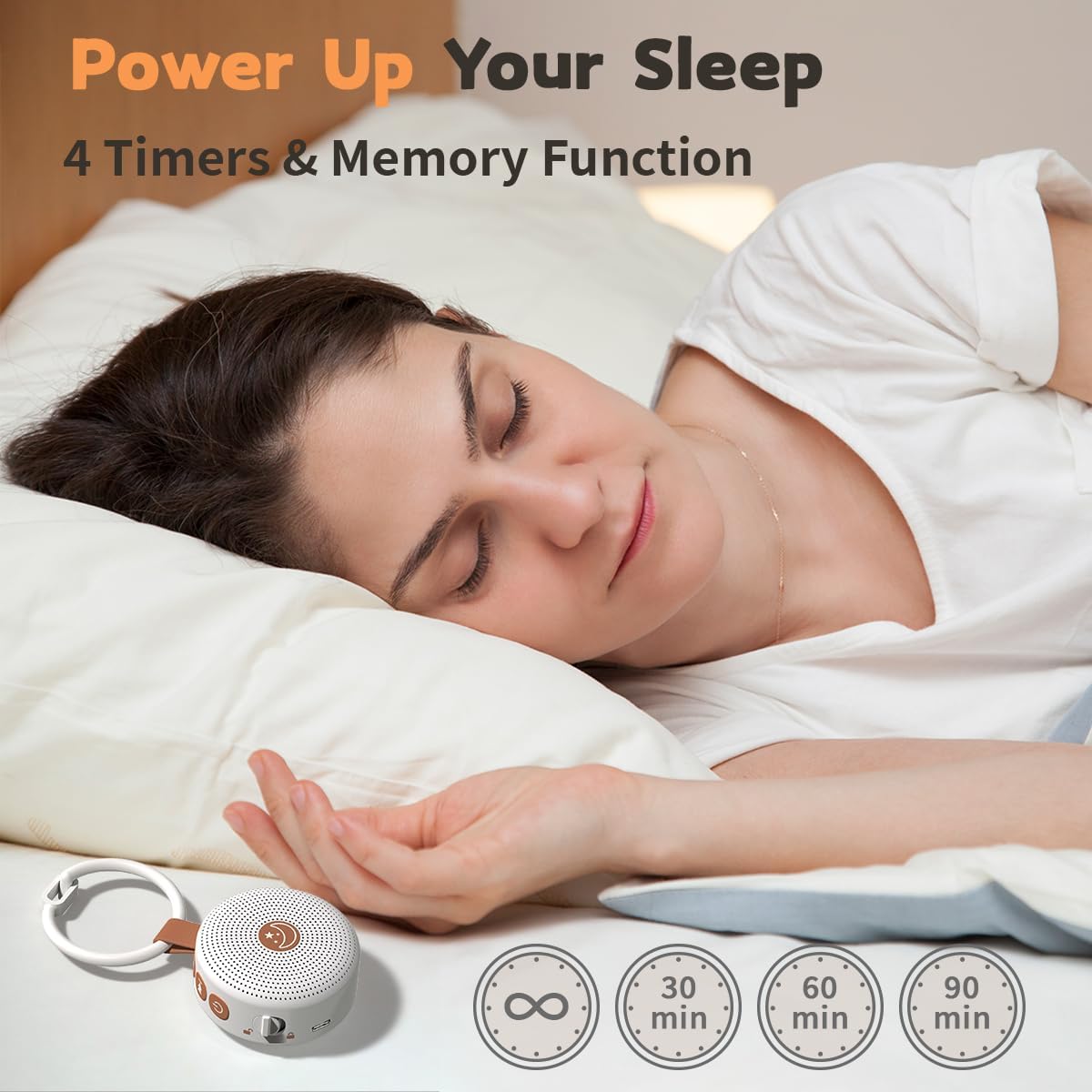 Sound Machine Mini Portable Baby White Noise Machine with 30 Soothing Sounds for Kids Adults Auto-Off Timer 32 Volume Levels Rechargeable Brown Noise Sleep Machine for Home Office Privacy and Travel