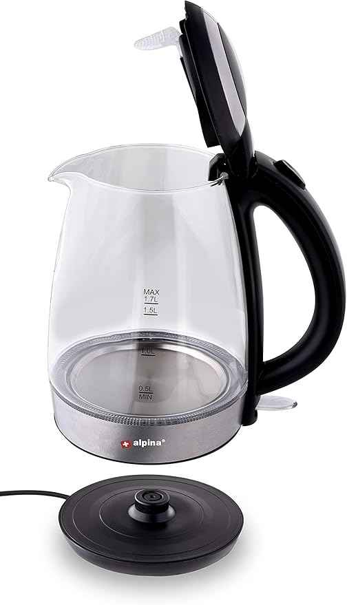 alpina Kettle - Electric - LED - Glass - Stainless steel - Wireless - 1.7 liters