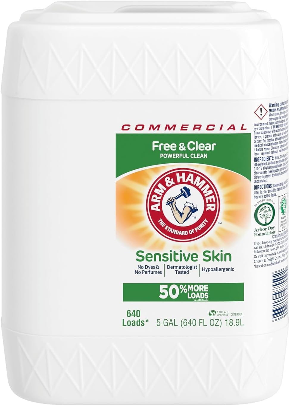 Arm & Hammer Liquid Laundry Detergent Professional, Sensitive Skin, 5 Gallon (Pack of 1) 640 Loads