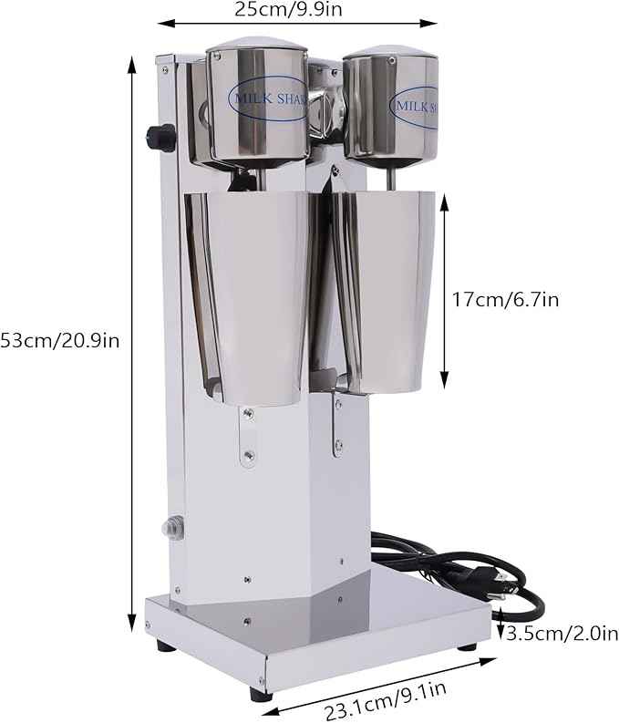Electric Milkshake Maker, Ice Cream Mixer Machines, 110V Commercial Drink Smoothie Blender for Coffee Shops, Tea Stores to Making Fruit Tea, Coffee, Stirred Drinks (2 Head 800ml)