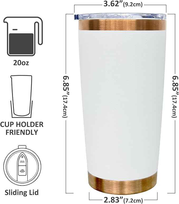 20 oz Tumbler Bulk 4 Pack Stainless Steel Tumbler with Lid and Straw, Double Wall Vacuum Insulated Travel Coffee Mug for Laser Engrave, Powder Coated Cup for Hot and Cold Drinks (White,4 pack)