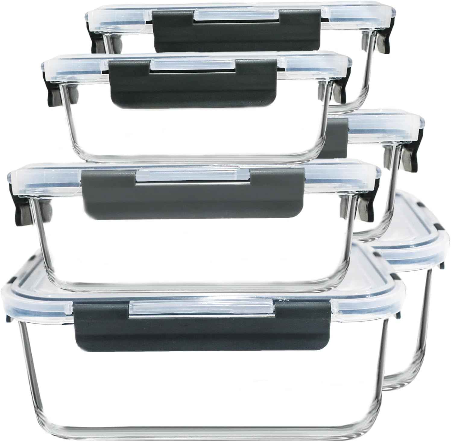M MCIRCO 67.4oz(8.3 cup), 33.8oz(4.2 cup)& 18.6oz(2.1 cup) Extra Large Glass Food Storage Containers Set with Lids, 6 Pack Airtight Glass Storage Container for Microwave,Oven,Freezer Dishwasher