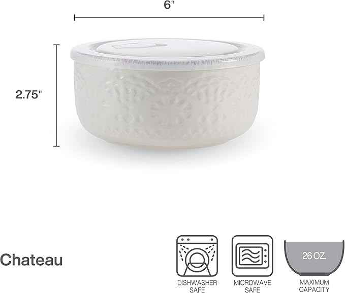 Pfaltzgraff Chateau Storage Bowls, 6 inch, Cream