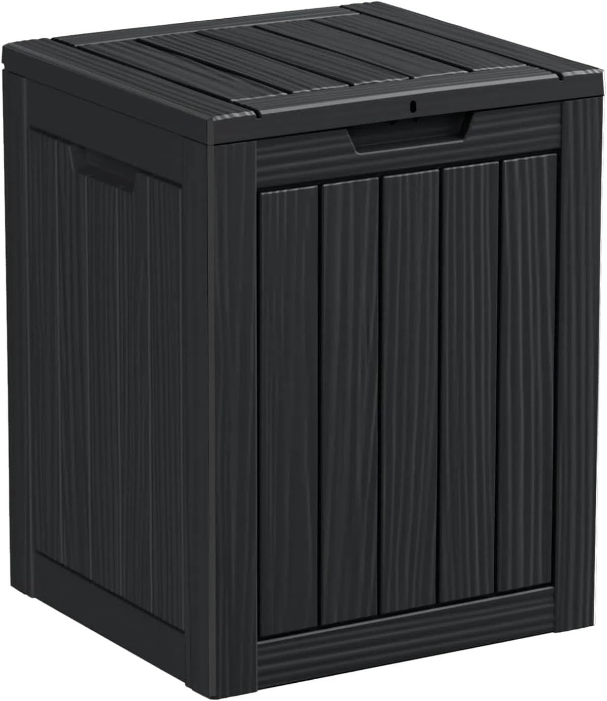 28 Gallon Outdoor Storage Box, Waterproof Durable Resin Deck Box for Indoor & Outdoor Use, Lockable Outdoor Bench, Deck Bin for Patio Furniture, Deliveries, Pool Supplies, Black