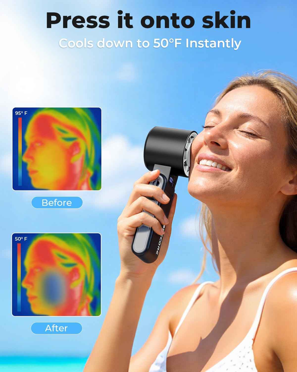 MORECORE Portable Handheld Fan with Ice Cooler, [Instant Chill to 50℉], Gifts for Men Mom Women Grandma Girl Her Hot Flash, 5000mAh Cooling Fan, Camping/Cruise/Soccer Game/Travel Essentials 2026